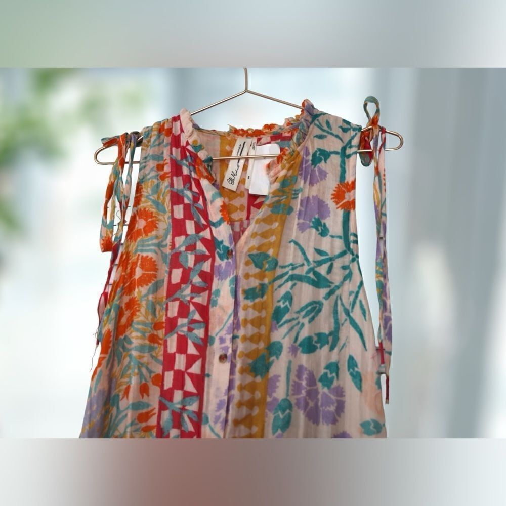 Anthropologie Ellen Merchant Shoulder-Tie Buttondown Dress Size XXS - Picture 15 of 16